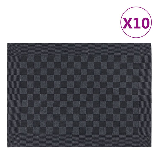 vidaXL Kitchen Towels 10 pcs Black and Grey 50x70 cm Cotton