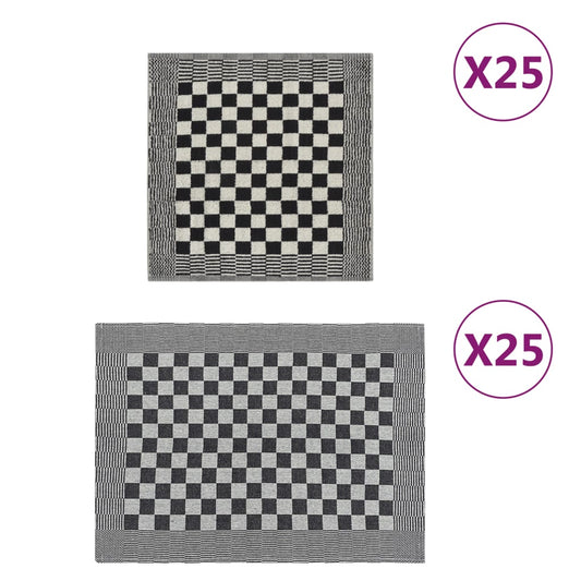 vidaXL 50 Piece Towel Set Black and White Cotton