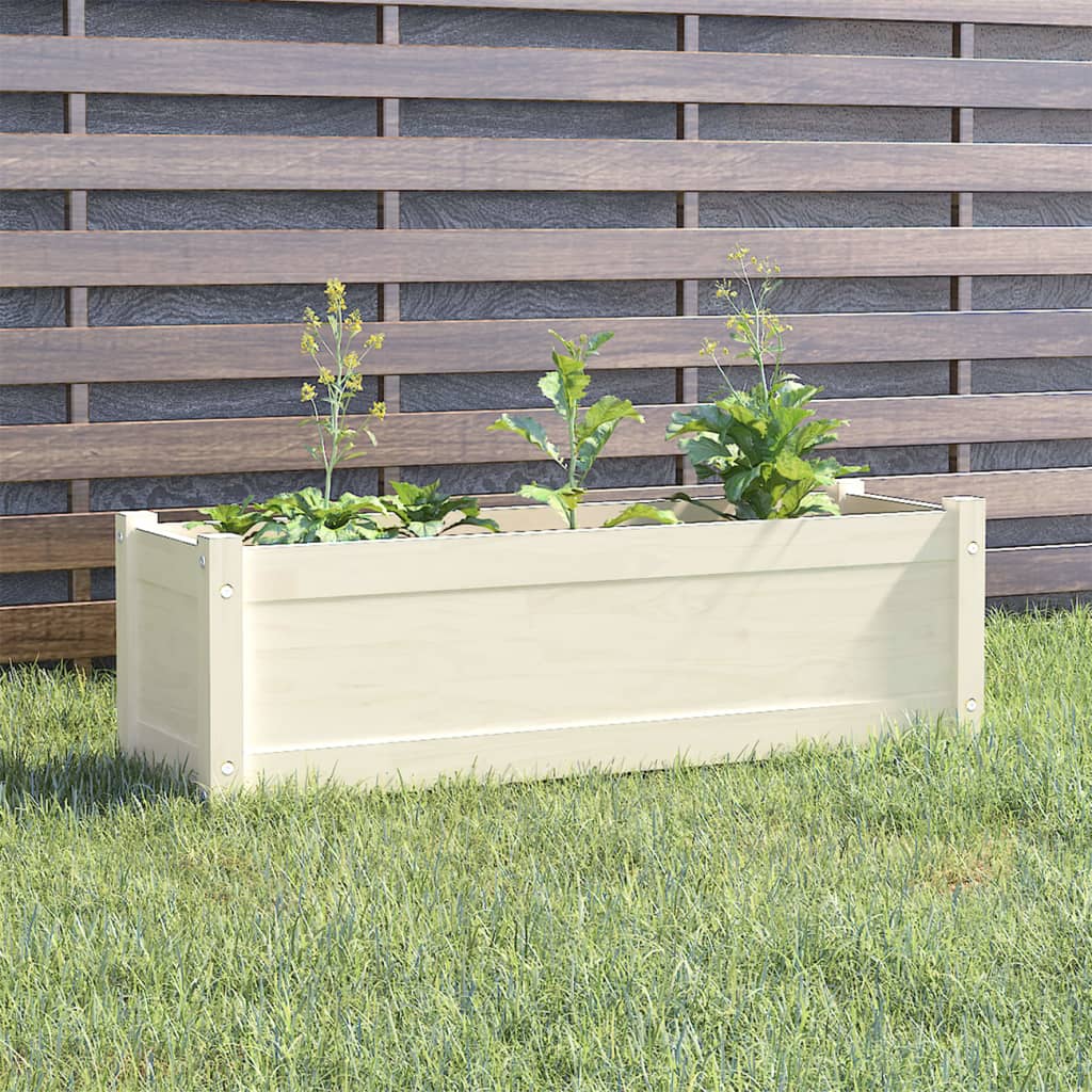 vidaXL Garden Planter White 100x31x31 cm Solid Pinewood