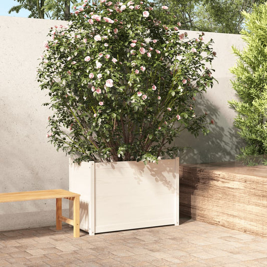 vidaXL Garden Planter White 100x50x70 cm Solid Pinewood