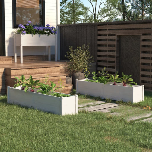 vidaXL Garden Raised Beds 2 pcs White 150x31x31 cm Solid Pinewood
