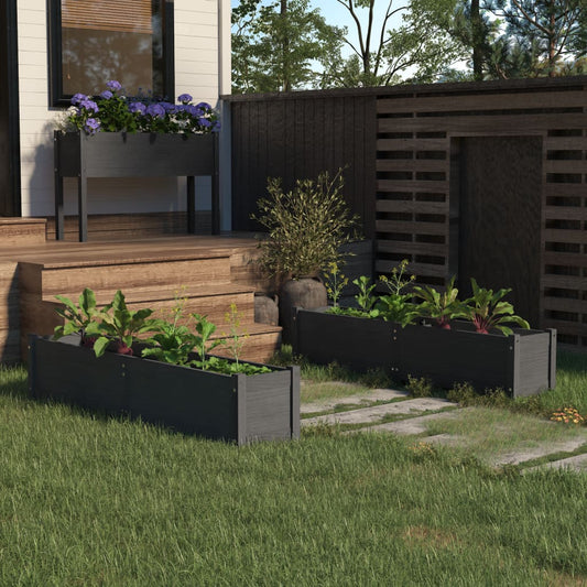vidaXL Garden Raised Beds 2 pcs Grey 150x31x31 cm Solid Pinewood