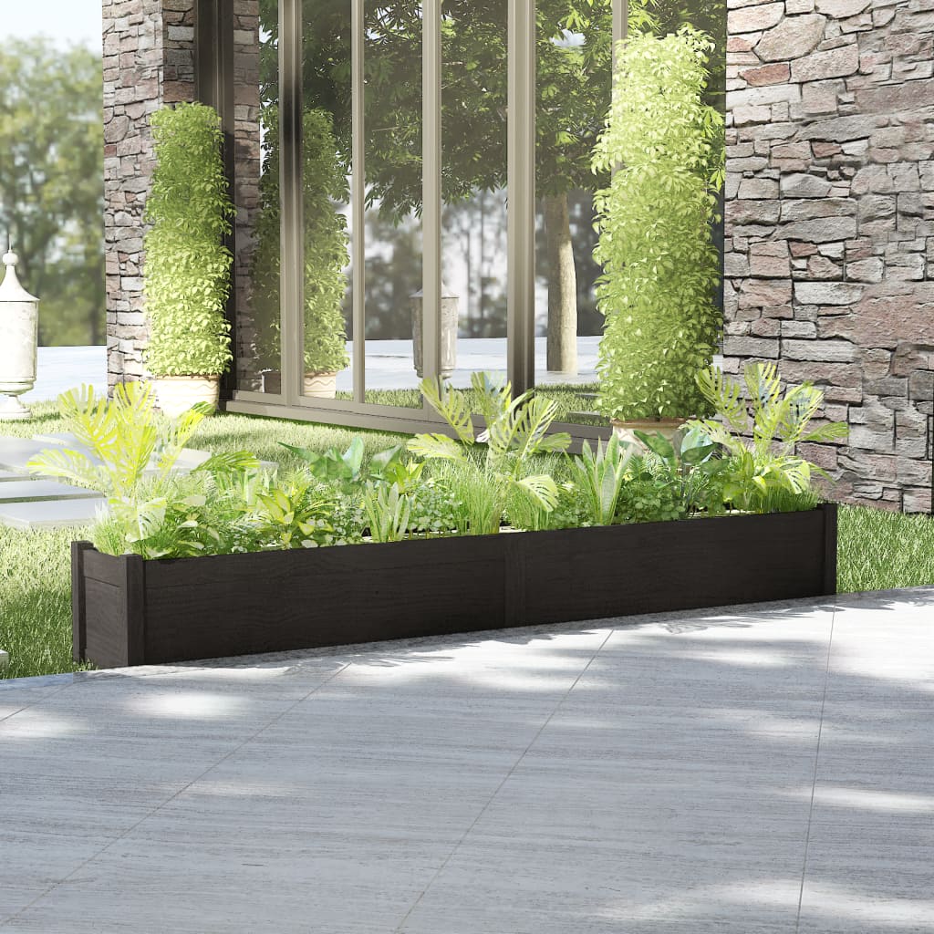 vidaXL Garden Planter Black 200x31x31 cm Solid Pinewood