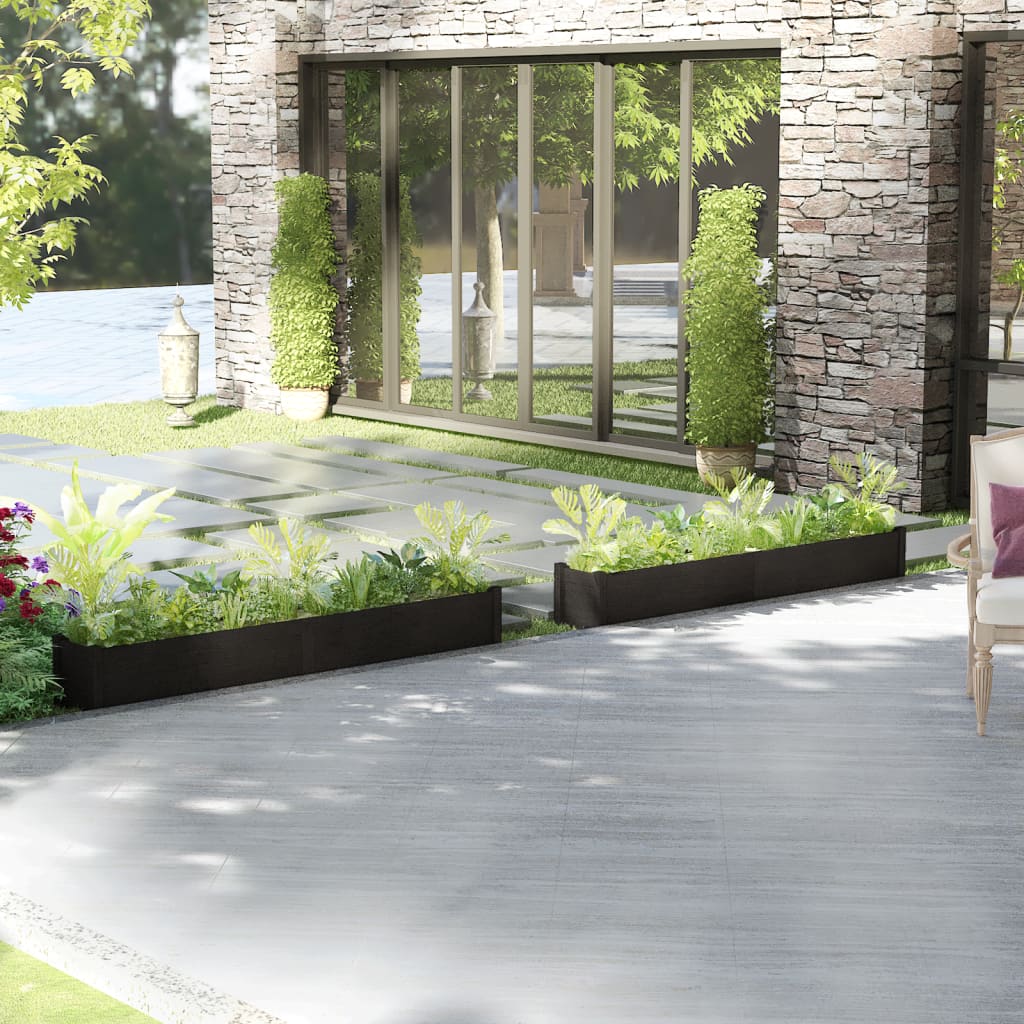vidaXL Garden Planters 2 pcs Black 200x31x31 cm Solid Pinewood