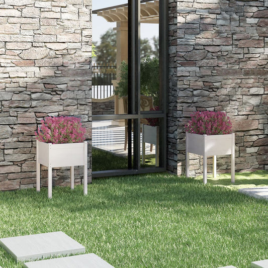 vidaXL Garden Planters 2 pcs White 50x50x70 cm Solid Pinewood