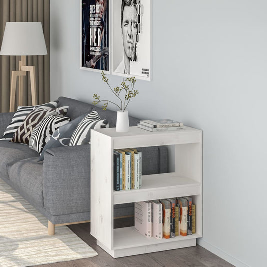 vidaXL Book Cabinet White 60x35x71 cm Solid Wood Pine