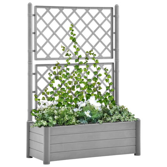 vidaXL Garden Planter with Trellis 100x43x142 cm PP Stone Grey