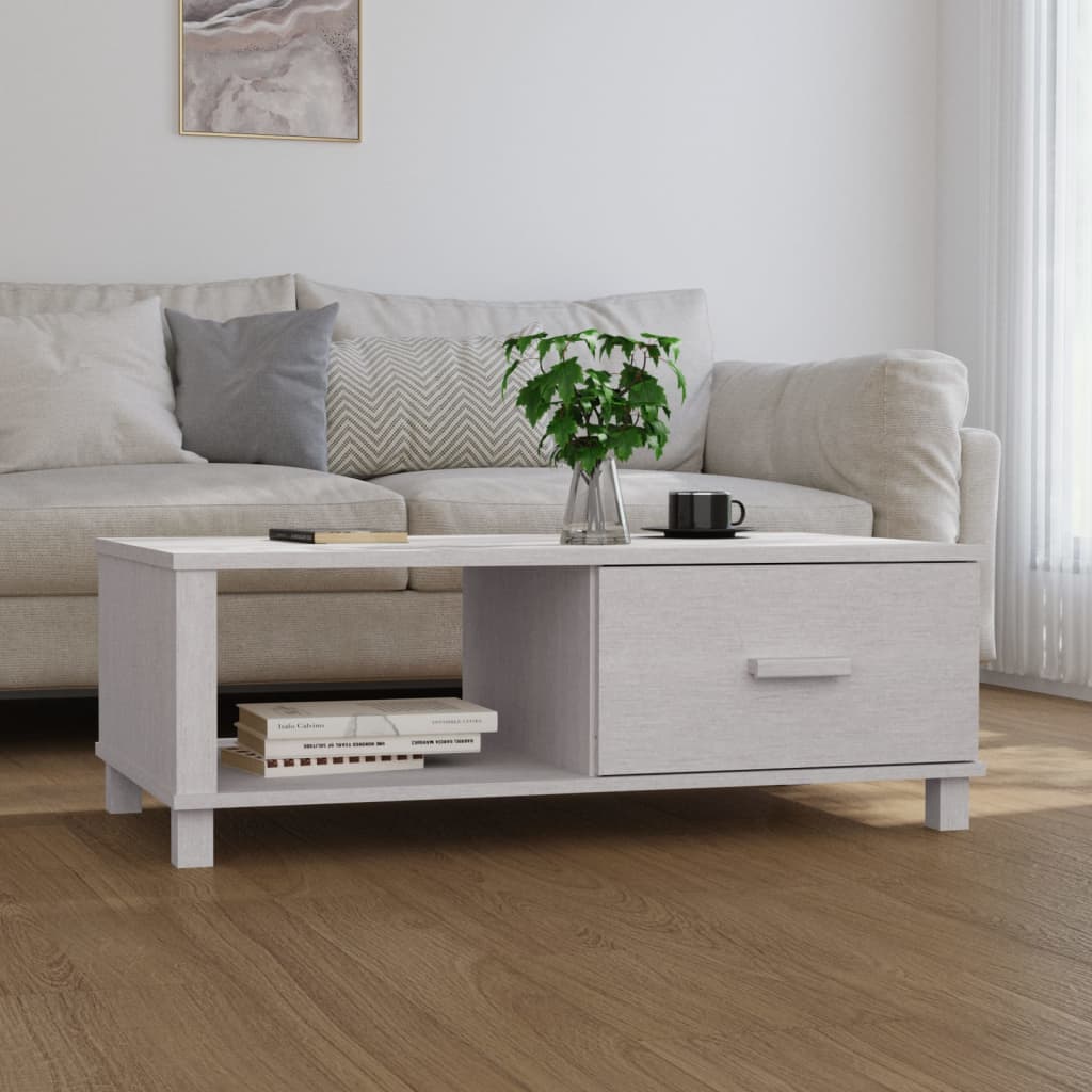 vidaXL Coffee Table HAMAR White 100x55x35 cm Solid Wood Pine