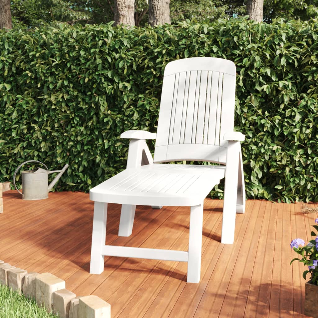 vidaXL Folding Sun Lounger Polypropylene White
