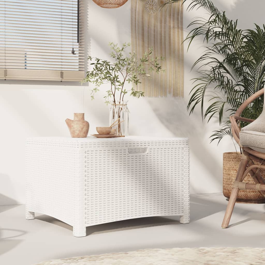 vidaXL Garden Storage Box 60x54x41 cm PP Rattan White