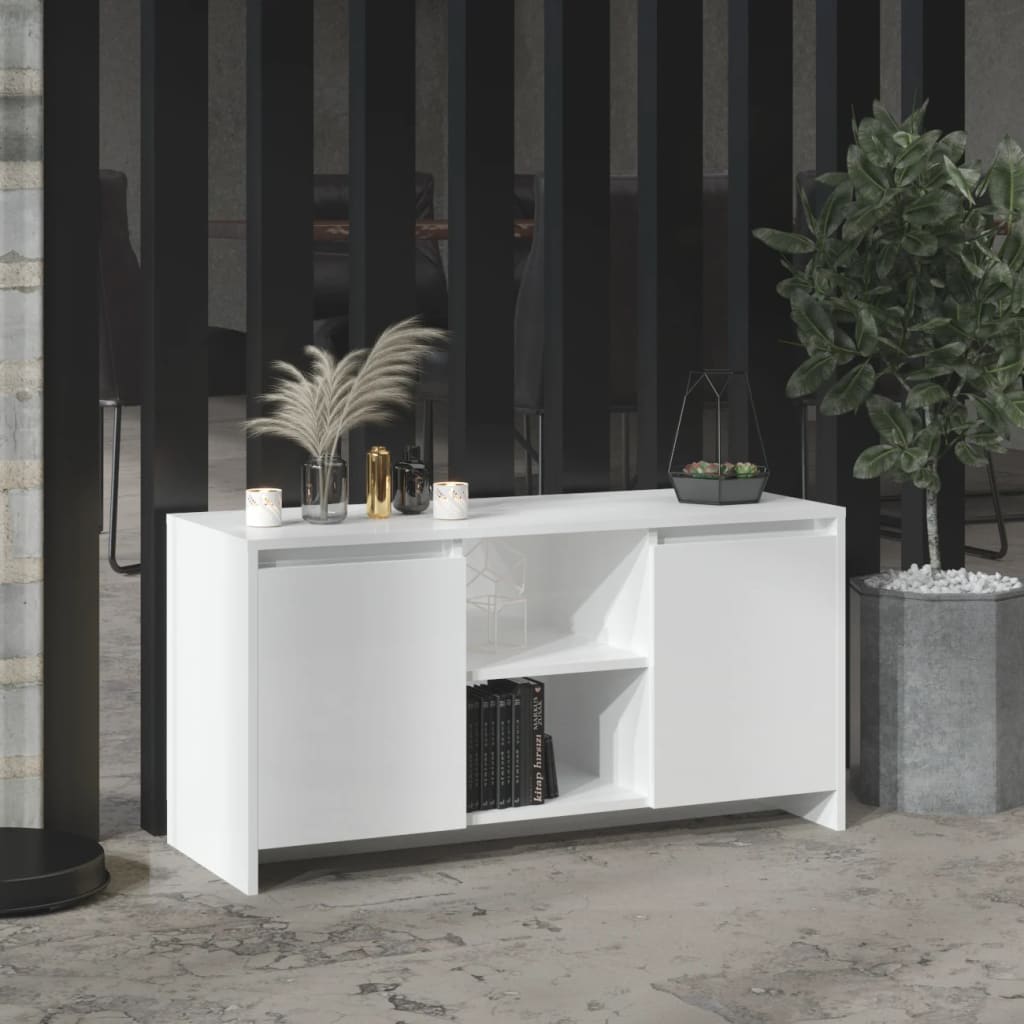 vidaXL TV Cabinet High Gloss White 102x37.5x52.5 cm Engineered Wood