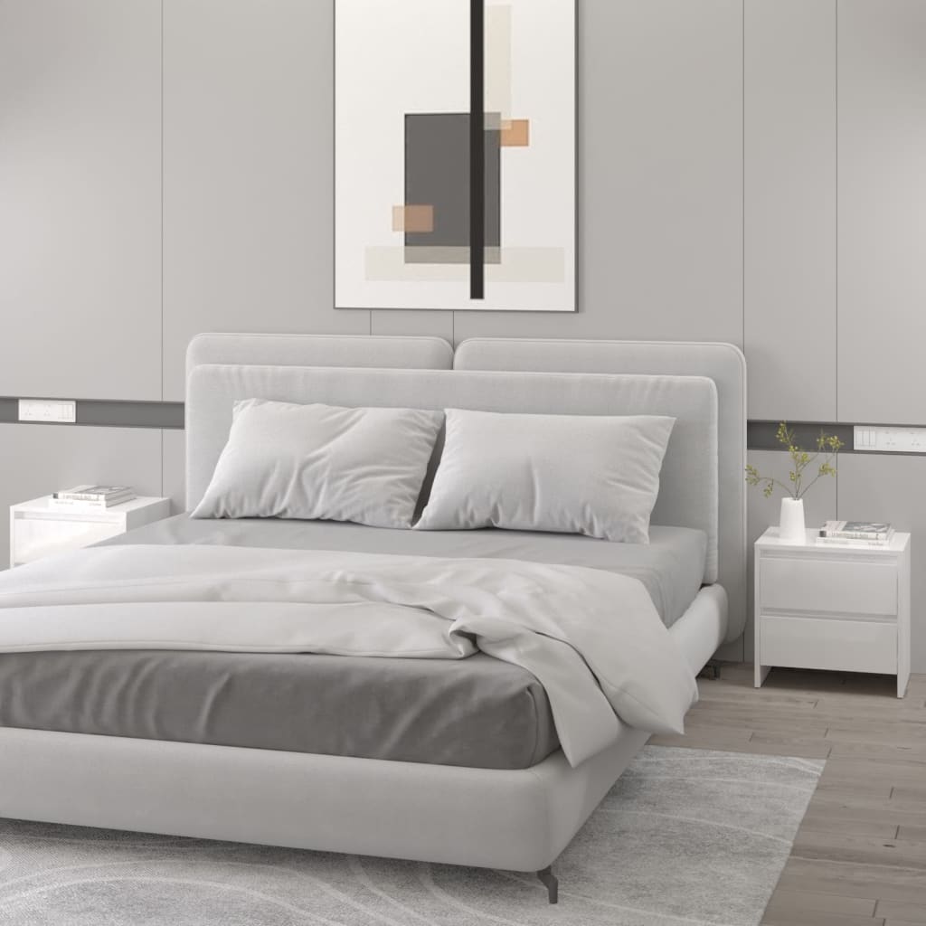 vidaXL Bedside Cabinets 2 pcs High Gloss White 45x34.5x44.5 cm Engineered Wood