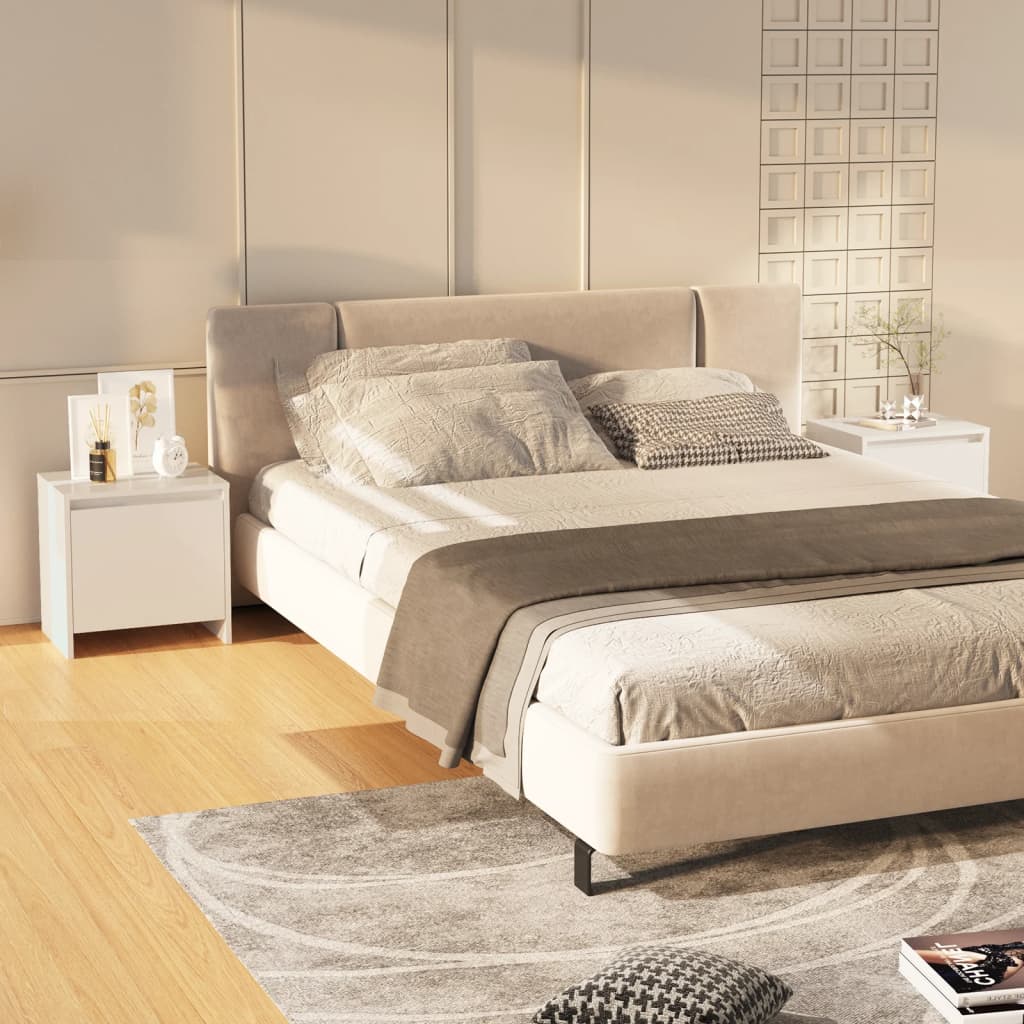 vidaXL Bedside Cabinets 2 pcs High Gloss White 45x34x44.5 cm Engineered Wood