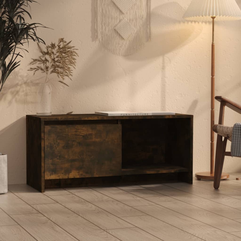 vidaXL TV Cabinet Smoked Oak 90x35x40 cm Engineered Wood