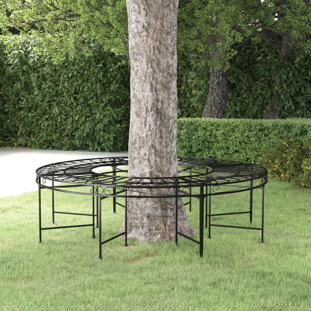 vidaXL Round Tree Bench Ì÷160 cm Black Steel