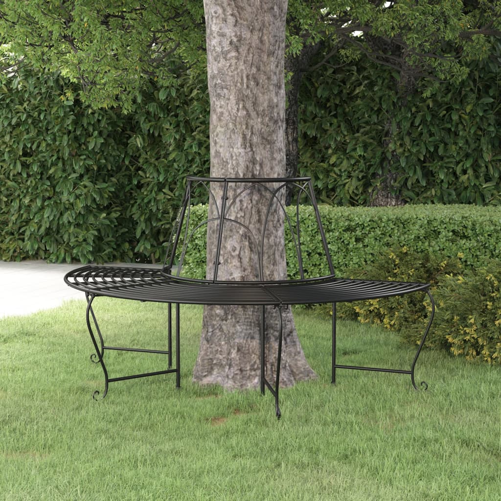 vidaXL Half Round Tree Bench Ì÷159 cm Black Steel