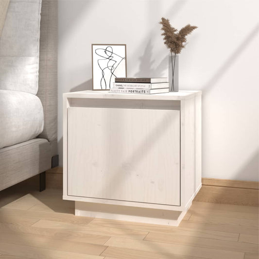 vidaXL Bedside Cabinet White 40x30x40 cm Solid Wood Pine