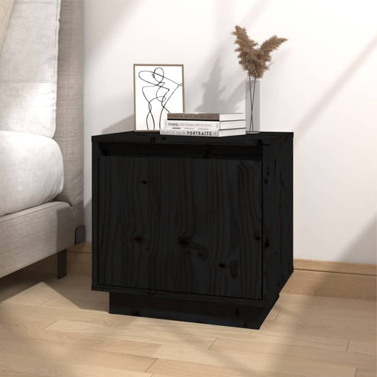 vidaXL Bedside Cabinet Black 40x30x40 cm Solid Wood Pine