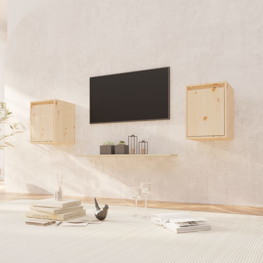 vidaXL Wall Cabinets 2 pcs 30x30x40 cm Solid Wood Pine