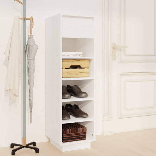 vidaXL Shoe Cabinet White 34x30x105 cm Solid Wood Pine