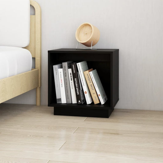 vidaXL Bedside Cabinet Black 40x30x40 cm Solid Wood Pine