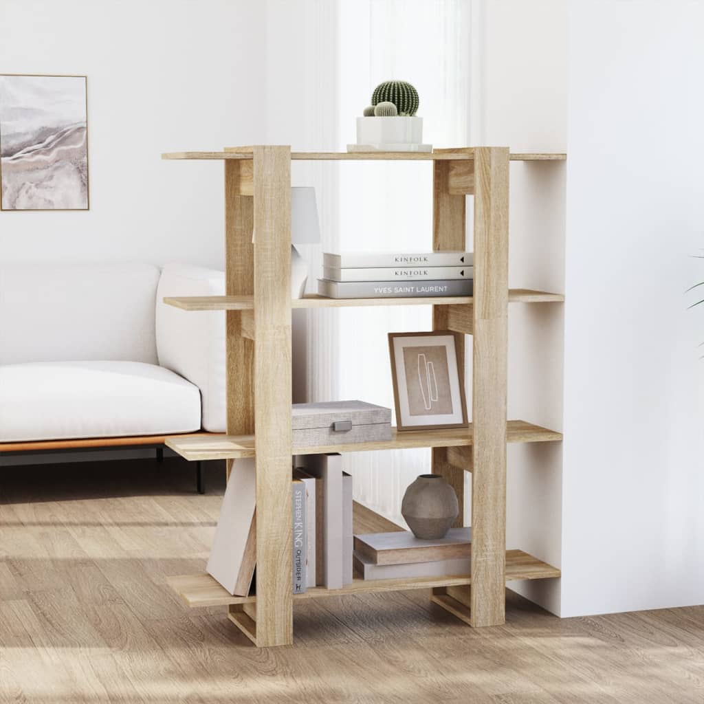 vidaXL Book Cabinet/Room Divider Sonoma Oak 100x30x123.5 cm