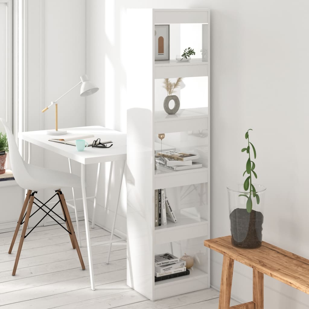 vidaXL Book Cabinet/Room Divider High Gloss White 40x30x166 cm