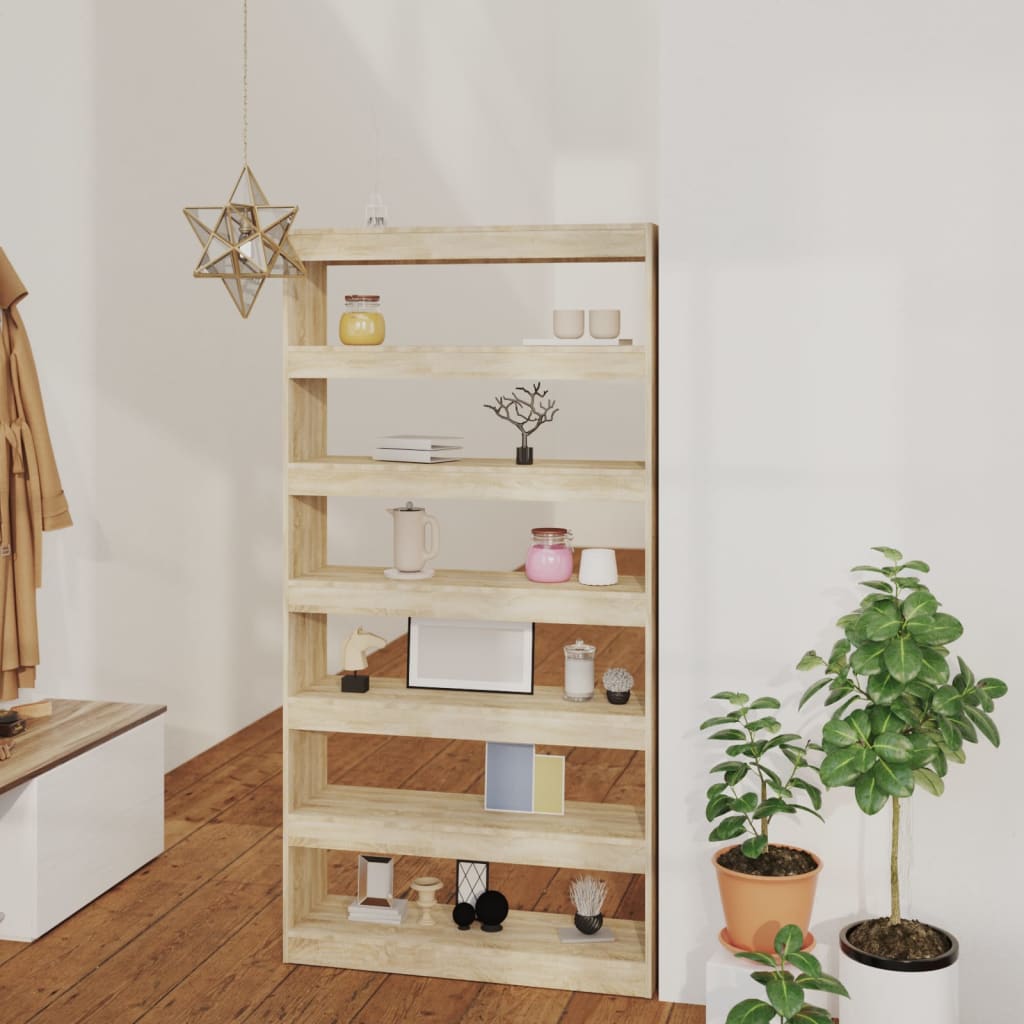 vidaXL Book Cabinet/Room Divider Sonoma Oak 100x30x198 cm Engineered wood