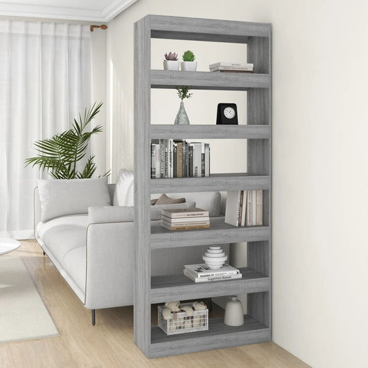 vidaXL Book Cabinet/Room Divider Grey Sonoma 80x30x198 cm Engineered Wood