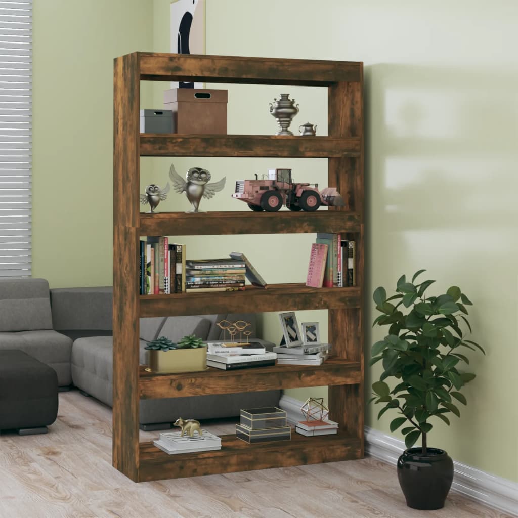 vidaXL Book Cabinet/Room Divider Smoked Oak 100x30x166 cm
