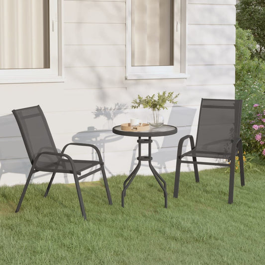 vidaXL 3 Piece Garden Bistro Set Grey