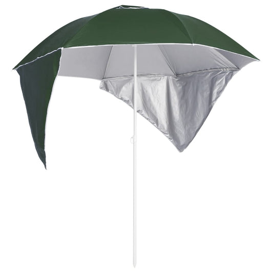 vidaXL Beach Umbrella with Side Walls Green 215 cm