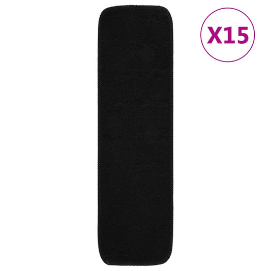 vidaXL Anti Slip Stair Mats 15 pcs 75x20 cm Black Rectangular