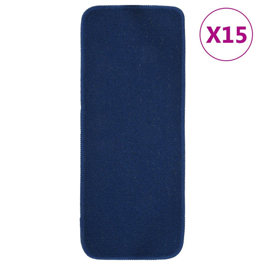 vidaXL Anti Slip Stair Mats 15 pcs 60x25 cm Navy Blue Rectangular