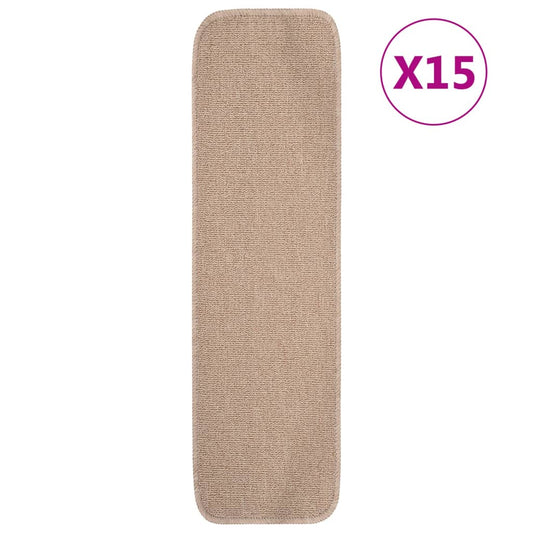 vidaXL Anti Slip Stair Mats 15 pcs 75x20 cm Beige Rectangular