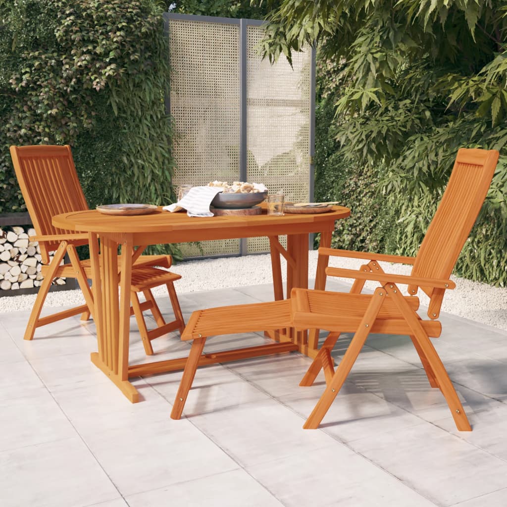 vidaXL Folding Garden Chairs with Footrests 2 pcs Solid Wood Eucalyptus