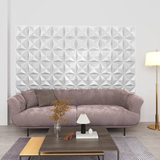 vidaXL 3D Wall Panels 24 pcs 50x50 cm Origami White 6 må_