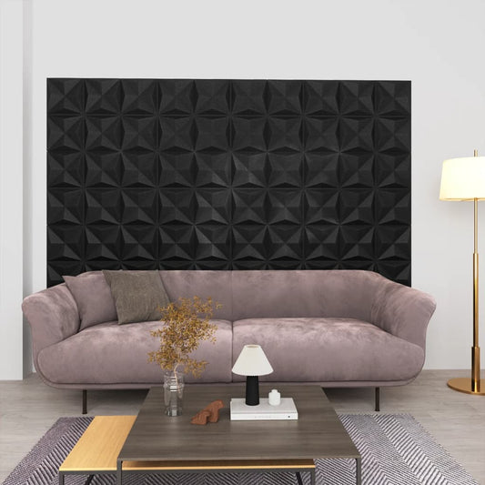 vidaXL 3D Wall Panels 24 pcs 50x50 cm Origami Black 6 må_