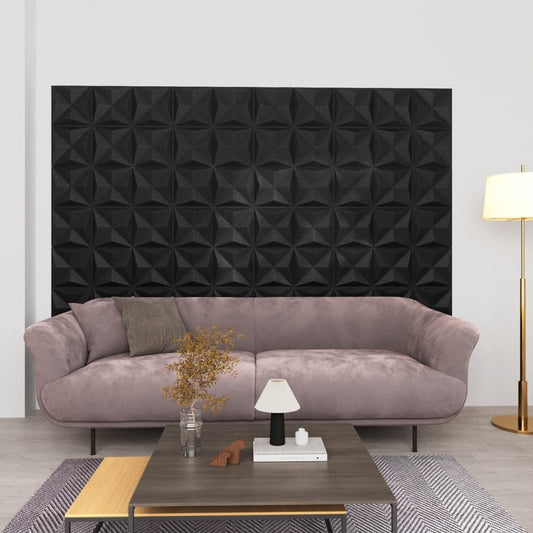 vidaXL 3D Wall Panels 48 pcs 50x50 cm Origami Black 12 må_