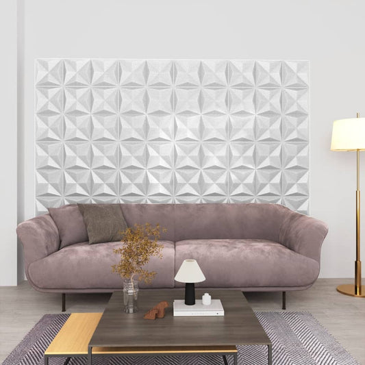 vidaXL 3D Wall Panels 12 pcs 50x50 cm Origami White 3 må_
