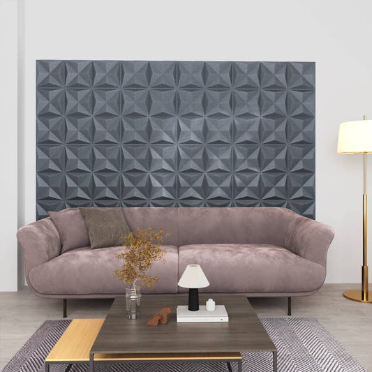 vidaXL 3D Wall Panels 12 pcs 50x50 cm Origami Grey 3 må_