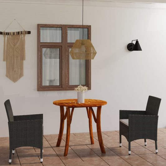 vidaXL 3 Piece Garden Dining Set with Cushions Poly Rattan Brown