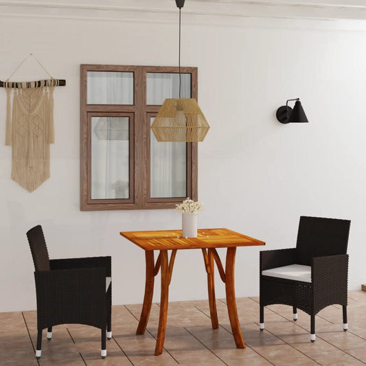 vidaXL 3 Piece Garden Dining Set with Cushions Poly Rattan Brown