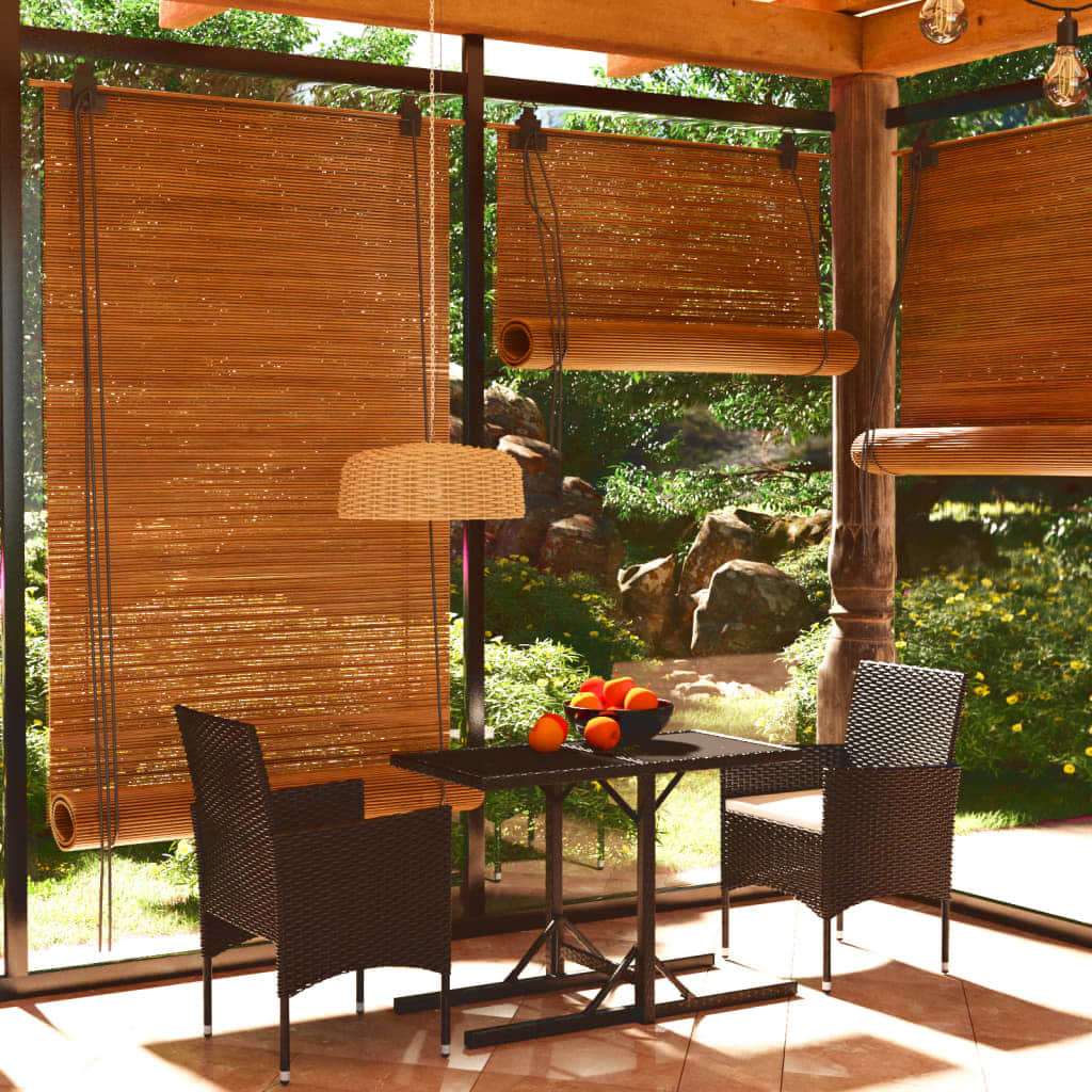 vidaXL 3 Piece Garden Dining Set Poly Rattan and Tempered Glass Black