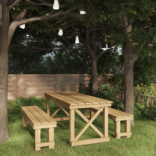 vidaXL 3 Piece Garden Dining Set Impregnated Pinewood