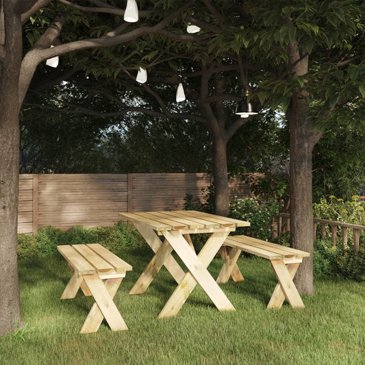 vidaXL 3 Piece Garden Dining Set Impregnated Pinewood