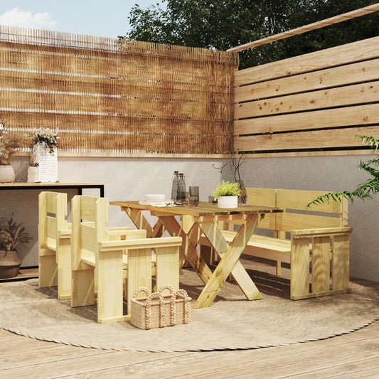 vidaXL 4 Piece Garden Dining Set Impregnated Pinewood