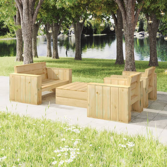vidaXL 4 Piece Garden Lounge Set Impregnated Solid Wood Pine