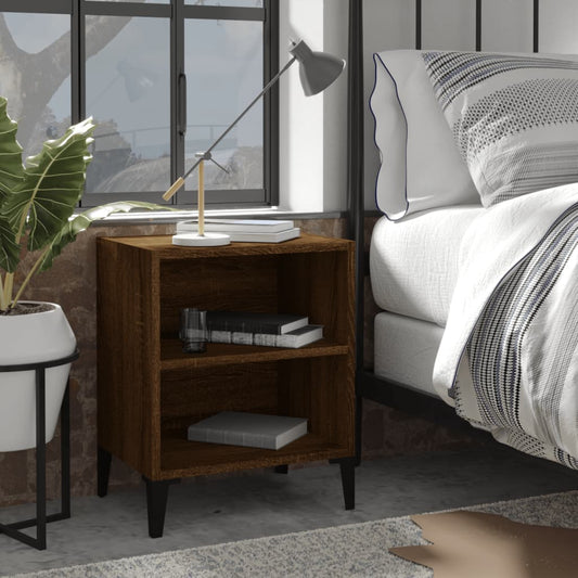 vidaXL Bed Cabinets with Metal Legs 2 pcs Brown Oak 40x30x50 cm