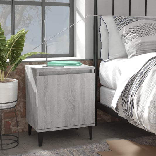 vidaXL Bed Cabinets with Metal Legs 2 pcs Grey Sonoma 40x30x50 cm